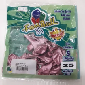 BALÃO CROMADO ROSA FESTBALL 5 C/25