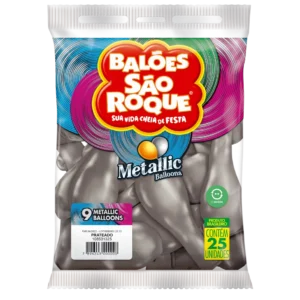 BALAO SÃO ROQUE METALIC.9 PRATEADO C/25