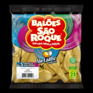 BALAO SÃO ROQUE METALIC.OURO 5 C/25
